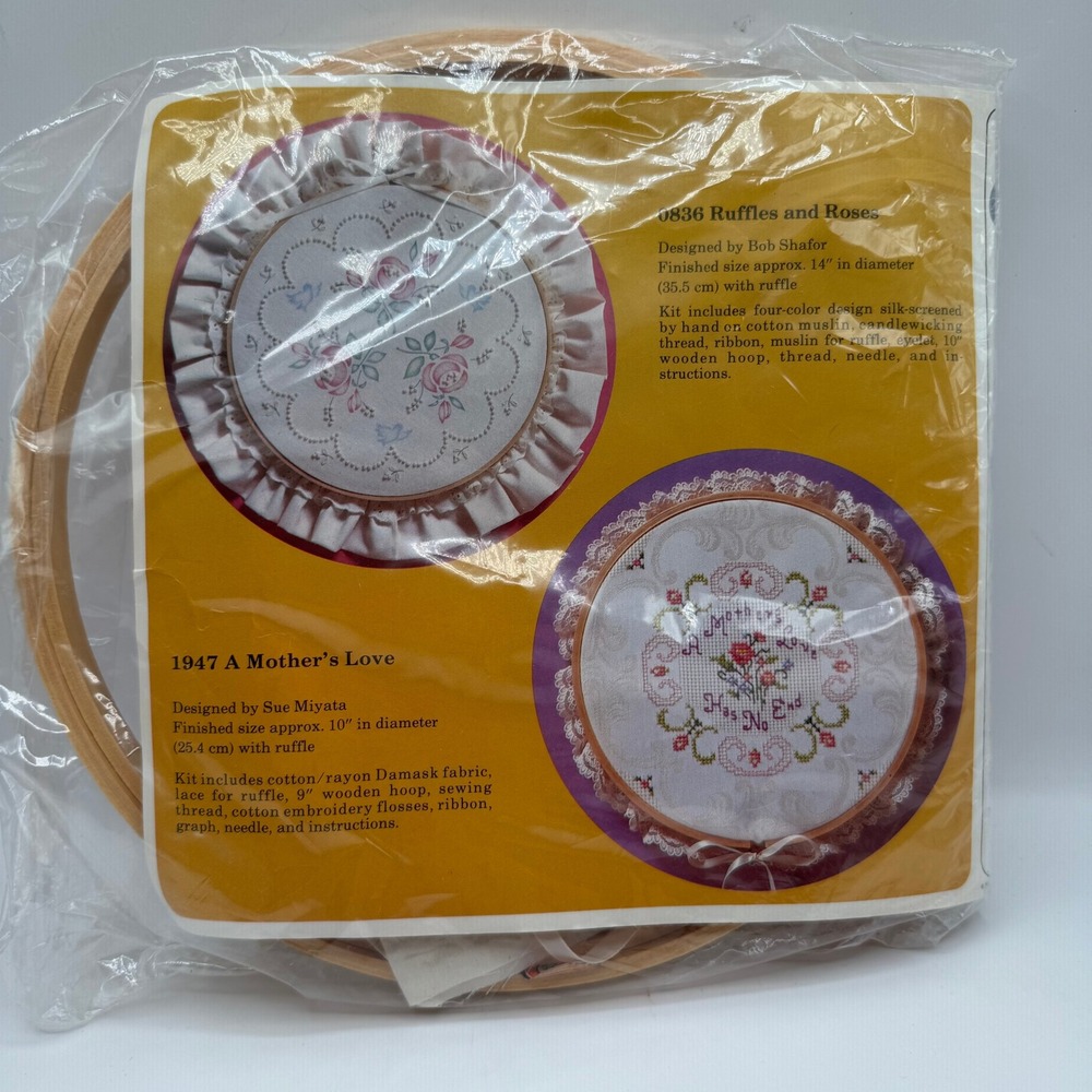 Creative Circle Ruffles and Roses Embroidery Kit 0836 Floral Wood Hoop Craft